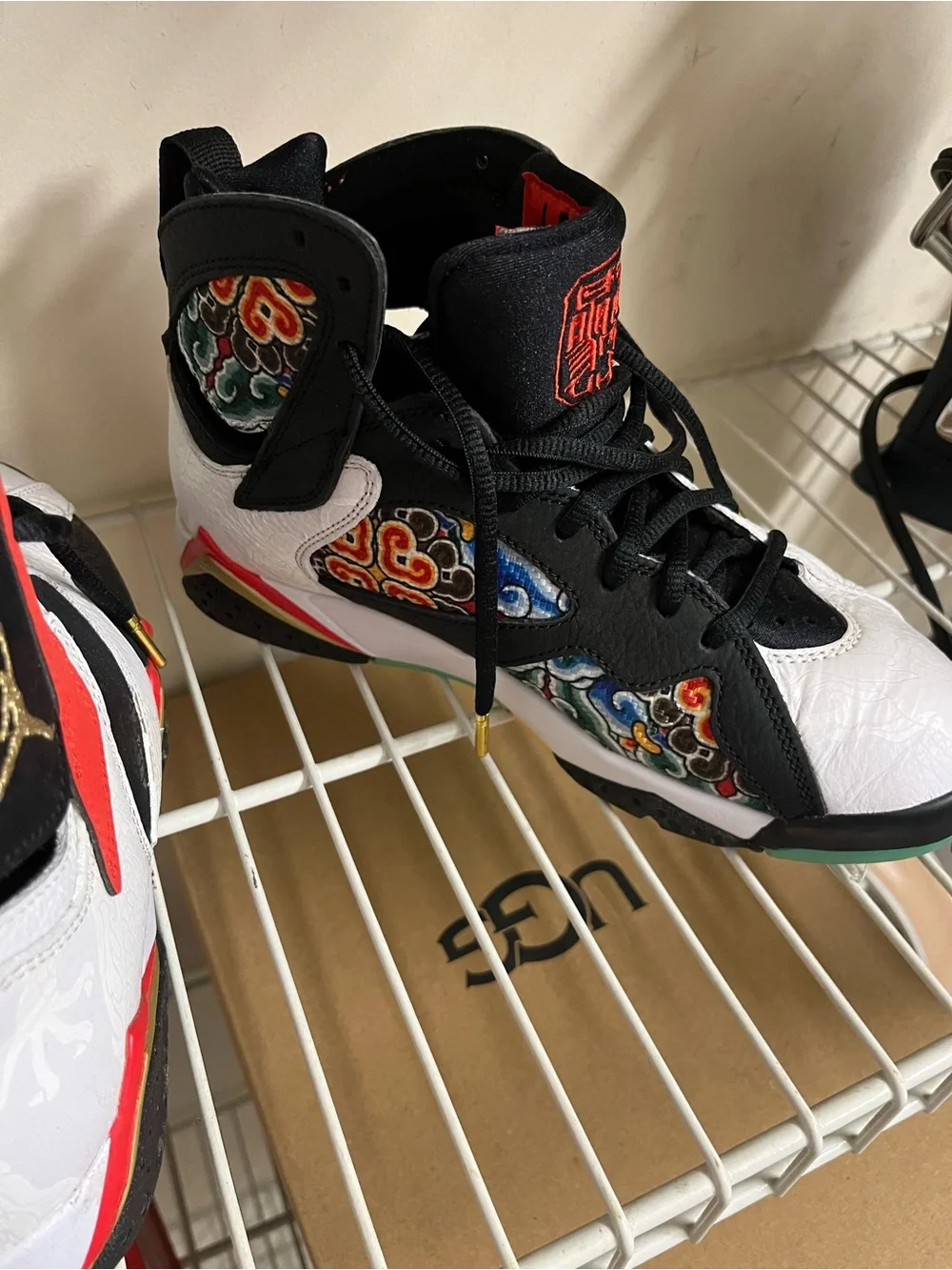 Kids Black & White Athletic Sneakers with Multicolor Embroidery - Brand: